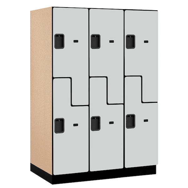 2 Tier 'S' Designer Locker, 54"Wx76"Hx24"D, 6 Door, Gray